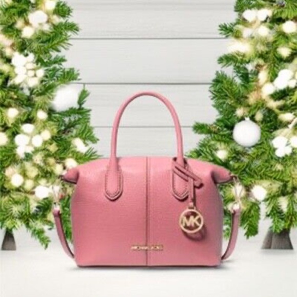 Michael Kors Hyde Pink Small Pebbled Leather Satchel - Picture 1 of 5